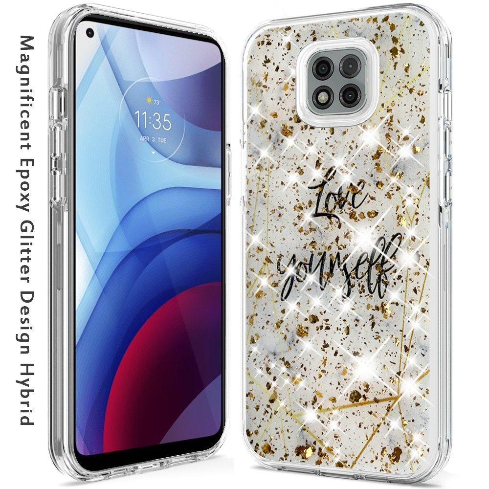 Moto G Power 2021 Magnificent Epoxy Glitter Design Hybrid Case Cover - Love Yourself (1102895)