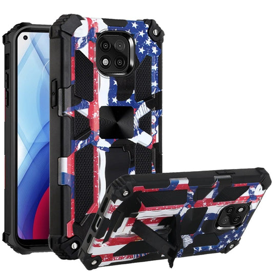 Moto G Power 2021 Machine Design Magnetic Kickstand Case Cover - American Flag (1102901)