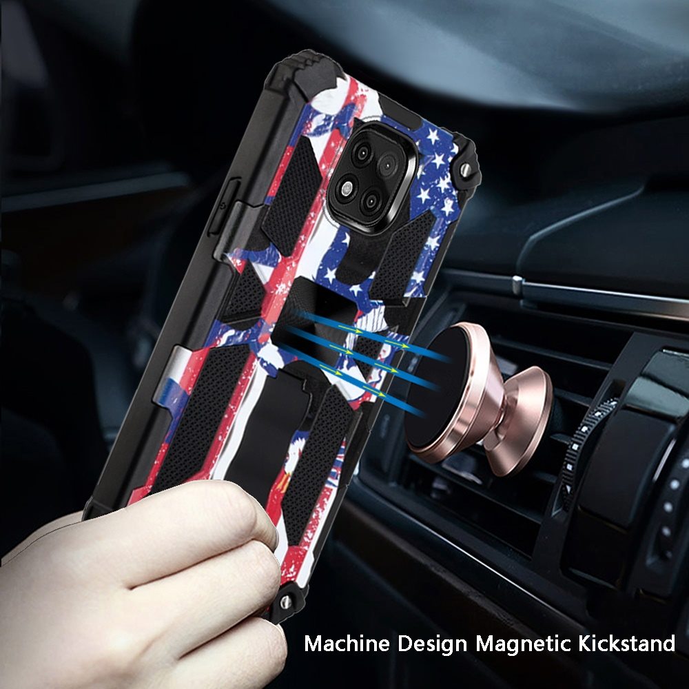 Moto G Power 2021 Machine Design Magnetic Kickstand Case Cover - American Flag (1102901)