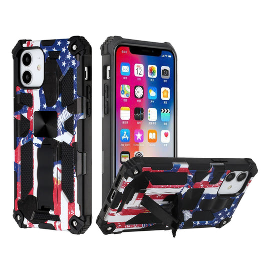 Apple iPhone 13 Mini 5.4 Machine Design Magnetic Kickstand Case Cover - American Flag (1102159)