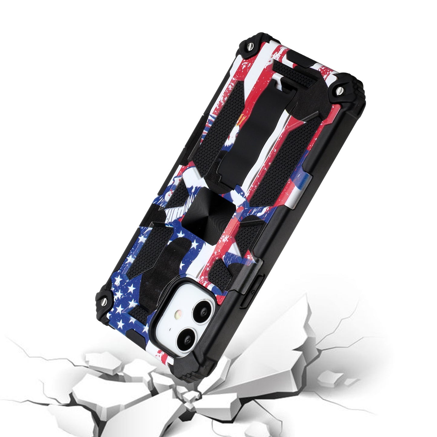 Apple iPhone 13 Pro Max 6.7 Machine Design Magnetic Kickstand Case Cover - American Flag (1102167)
