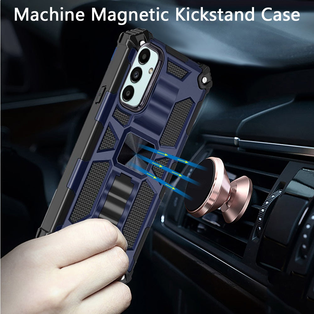 Samsung A13 5G, A13 LTE, A04s Machine Magnetic Kickstand Case Cover - Dark Blue (1105860)