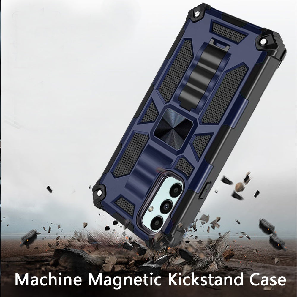 Samsung A13 5G, A13 LTE, A04s Machine Magnetic Kickstand Case Cover - Dark Blue (1105860)