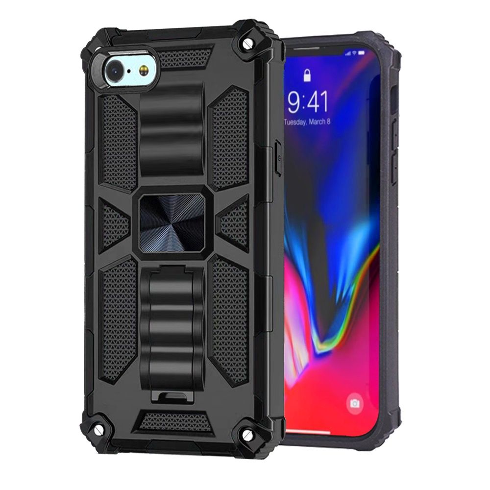 Apple iPhone SE 3 (2022) SE/8/7 Machine Magnetic Kickstand Case Cover - Black (1105166)