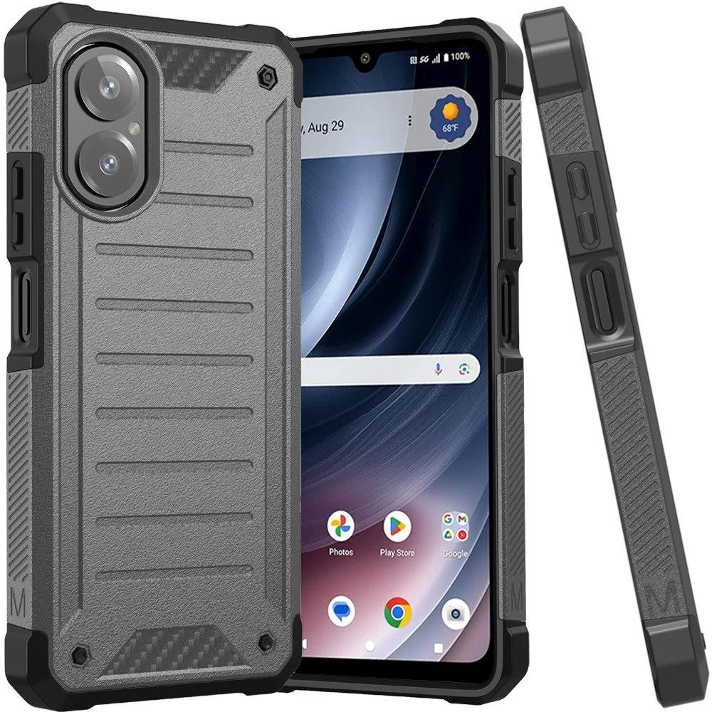 Cricket Icon Plus 2027 Premium Tough Lined Design Hybrid Case Cover - Charcoal Grey (1108289)(MSRP $49.99)