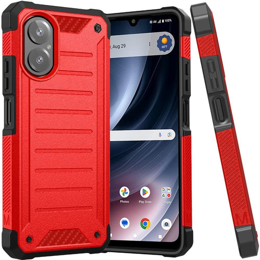 Cricket Icon Plus 2027 Premium Tough Lined Design Hybrid Case Cover - Red (1108290)(MSRP $49.99)