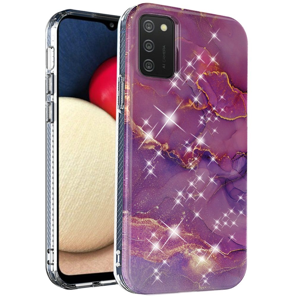 Samsung A02s META 2.5mm Thick TPU Glitter Design Case Cover - Purple (1101576)