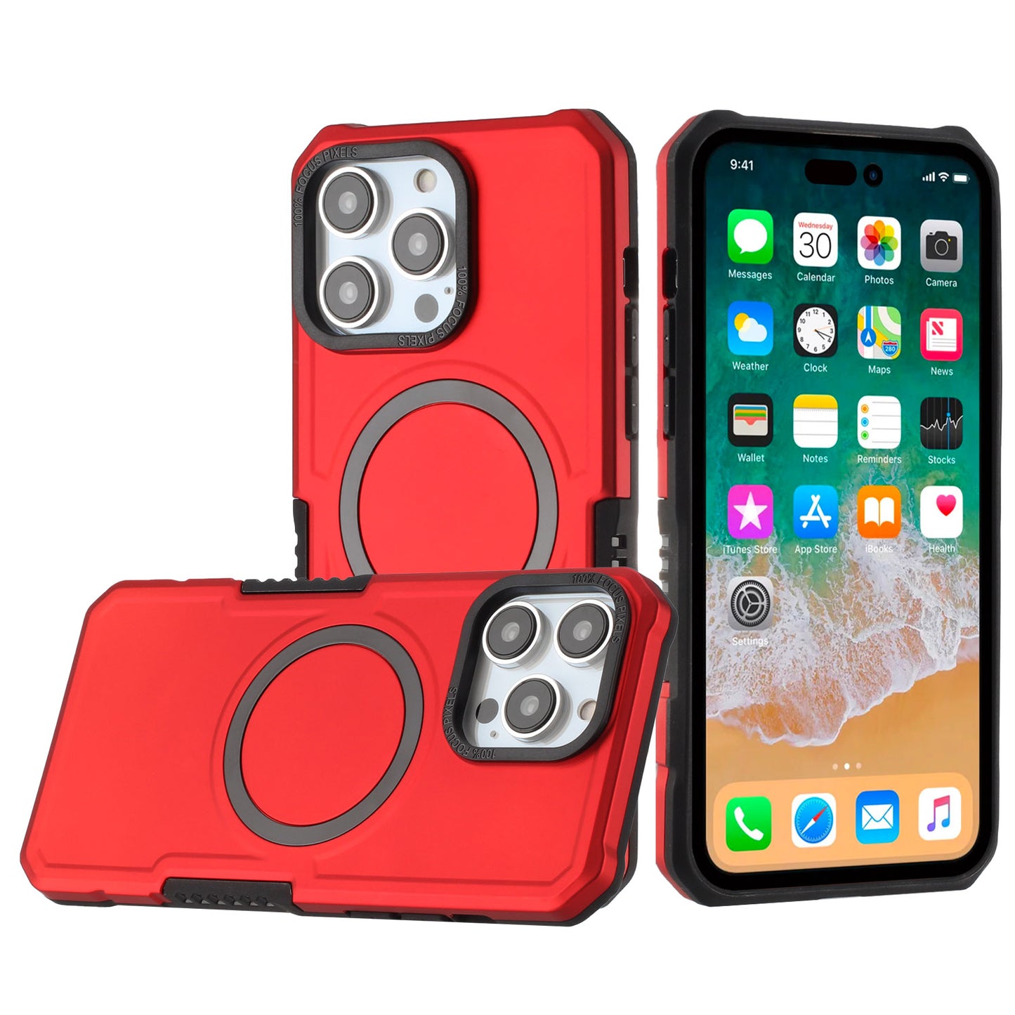 Apple iPhone 12 & iPhone 12 Pro Grip [Magneti Circle] Metal Shockproof Hybrid - Red (1106744)