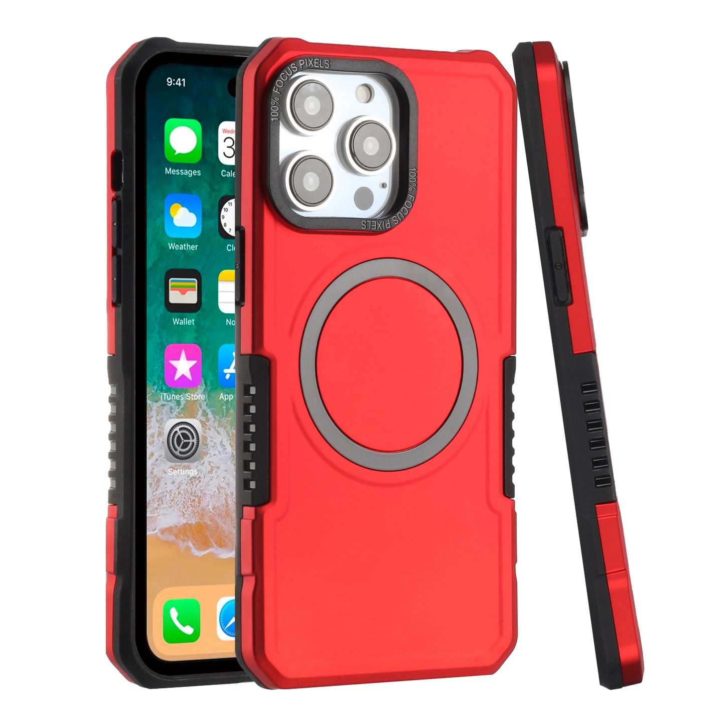 Apple iPhone 12 & iPhone 12 Pro Grip [Magneti Circle] Metal Shockproof Hybrid - Red (1106744)