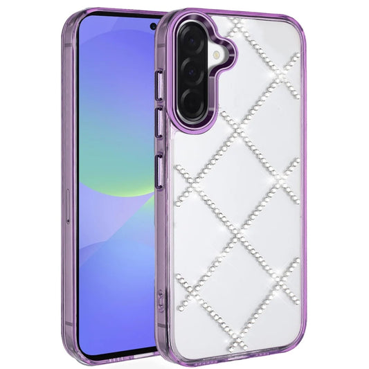 Samsung Galaxy A37 Gem Glitter Diamond Transparent Hard Colorful TPU Hybrid Case - Dark Purple ( 1107850) (MSRP $49.99)
