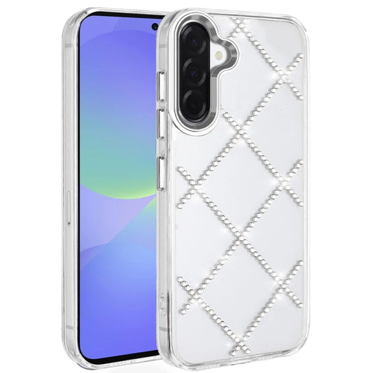 Samsung Galaxy A37 Gem Glitter Diamond Transparent Hard Colorful TPU Hybrid Case - Silver ( 1107851) (MSRP $49.99)