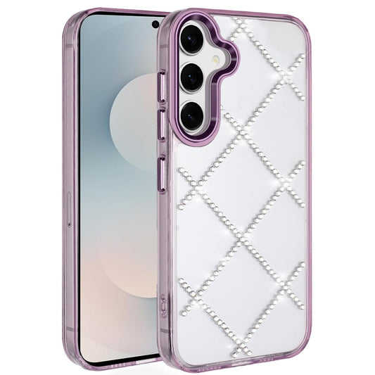 Samsung s25 FE Gem Glitter Diamond Transparent Hard Colorful TPU Hybrid Case - Dark Purple ( 1103413) (MSRP $49.99) )