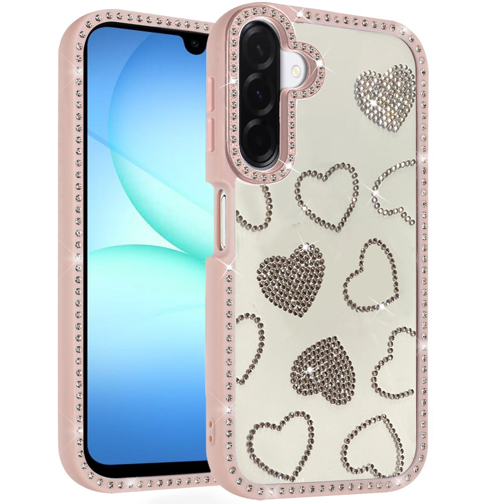Samsung A17 / A16 5G Spread Love Glitter Shimmer Diamond Edged Hybrid Case - Pink  (1108093) (MSRP $49.99)