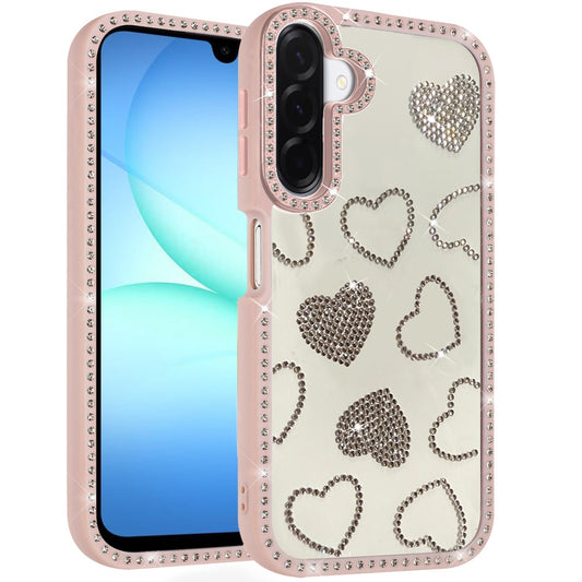 Samsung A17 / A16 5G Spread Love Glitter Shimmer Diamond Edged Hybrid Case - Pink  (1108093) (MSRP $49.99)