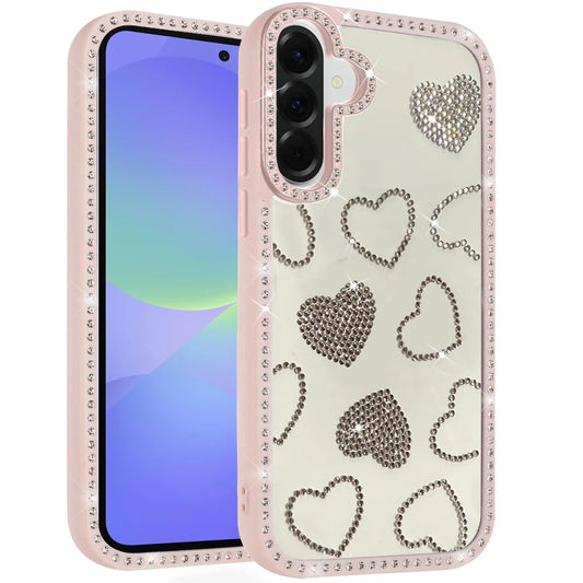 Samsung Galaxy A37 Spread Love Glitter Shimmer Diamond Edged Hybrid Case - Pink ( 1107854) (MSRP $59.99)