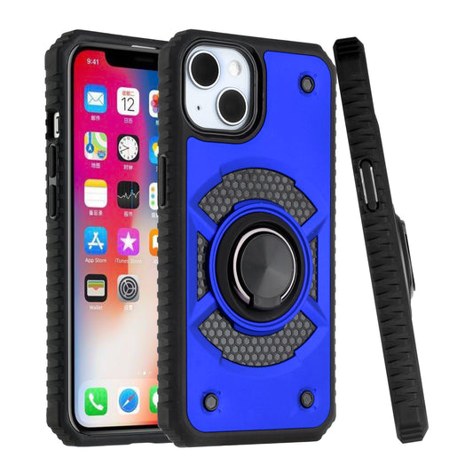 Apple iPhone 12 Pro Max 6.7 MATRIX Design Magnetic Ring Stand Hybrid Case Cover - Blue (1103392)