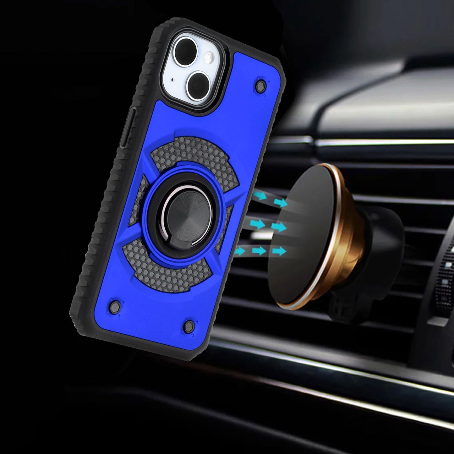 Apple iPhone 12 Pro Max 6.7 MATRIX Design Magnetic Ring Stand Hybrid Case Cover - Blue (1103392)