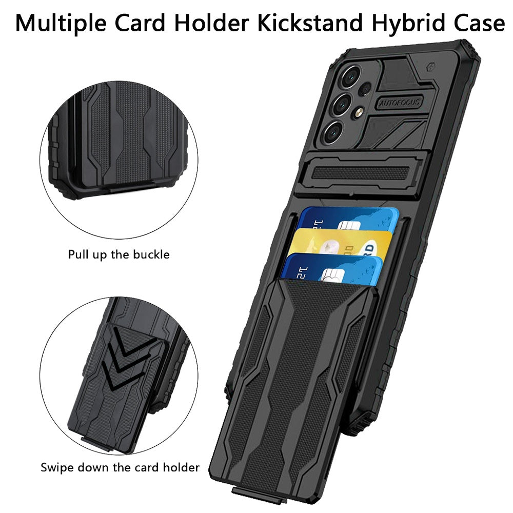 Samsung A53 5G Multiple Card Holder Kickstand Hybrid Case Cover - Black (1103546)