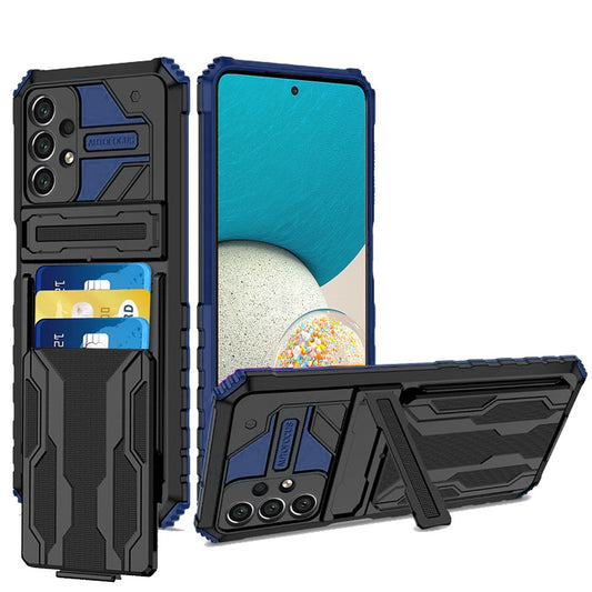 Samsung A53 5G Multiple Card Holder Kickstand Hybrid Case Cover - Navy Blue(1103547)