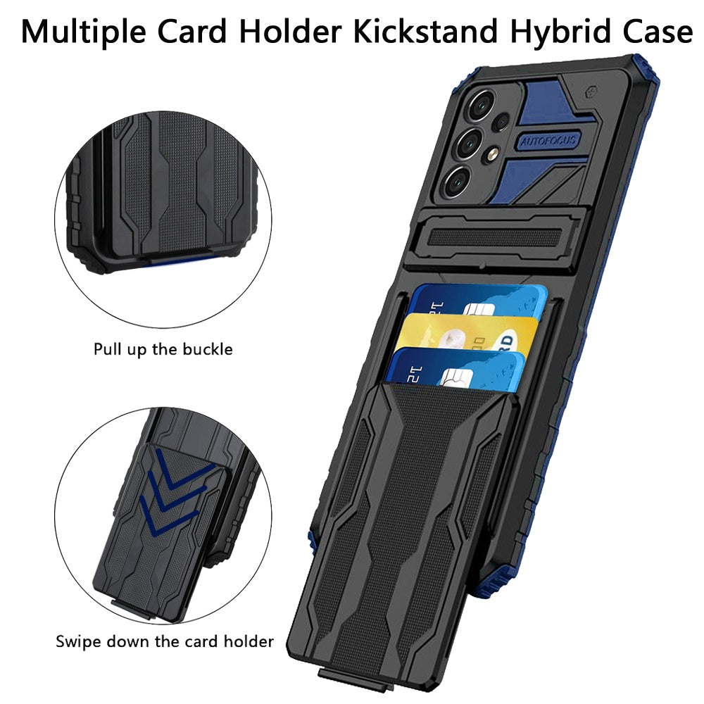 Samsung A53 5G Multiple Card Holder Kickstand Hybrid Case Cover - Navy Blue(1103547)