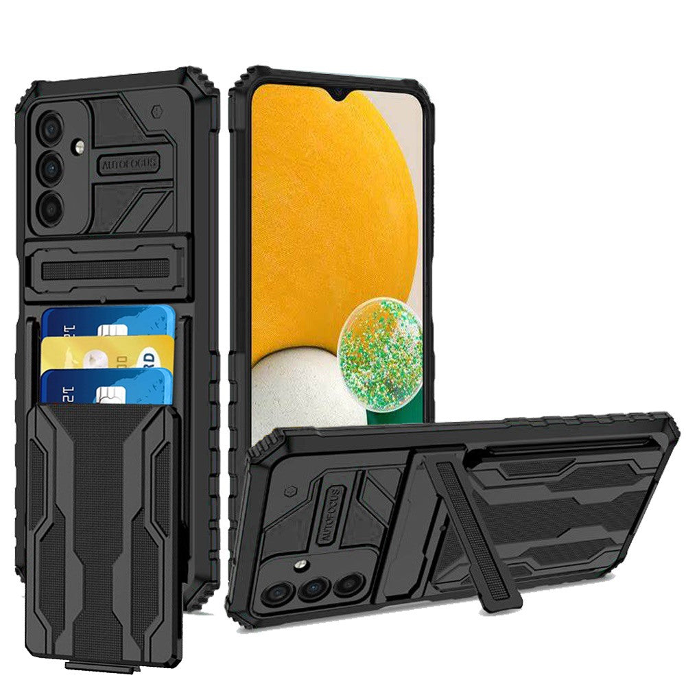 Samsung Galaxy A13 5G Multiple Card Holder Kickstand Hybrid Case Cover - Black (1103281)