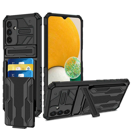 Samsung Galaxy A13 5G Multiple Card Holder Kickstand Hybrid Case Cover - Black (1103281)