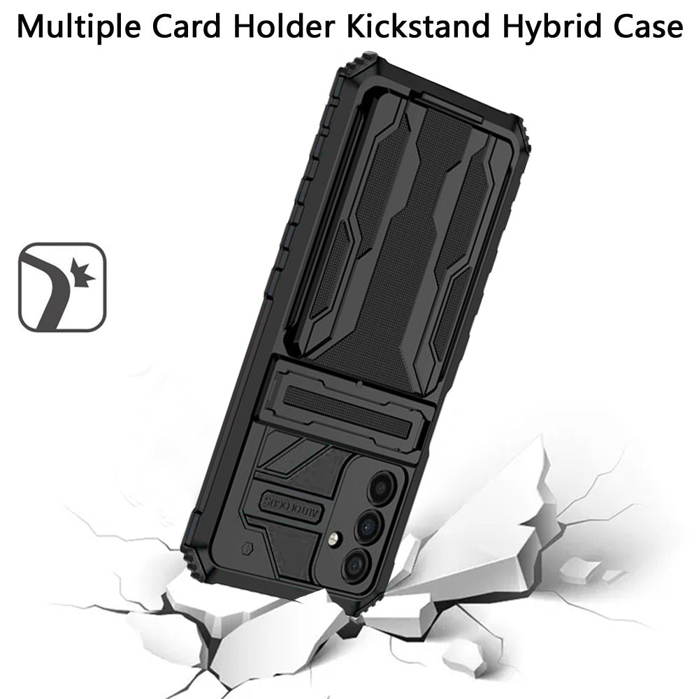 Samsung Galaxy A13 5G Multiple Card Holder Kickstand Hybrid Case Cover - Black (1103281)