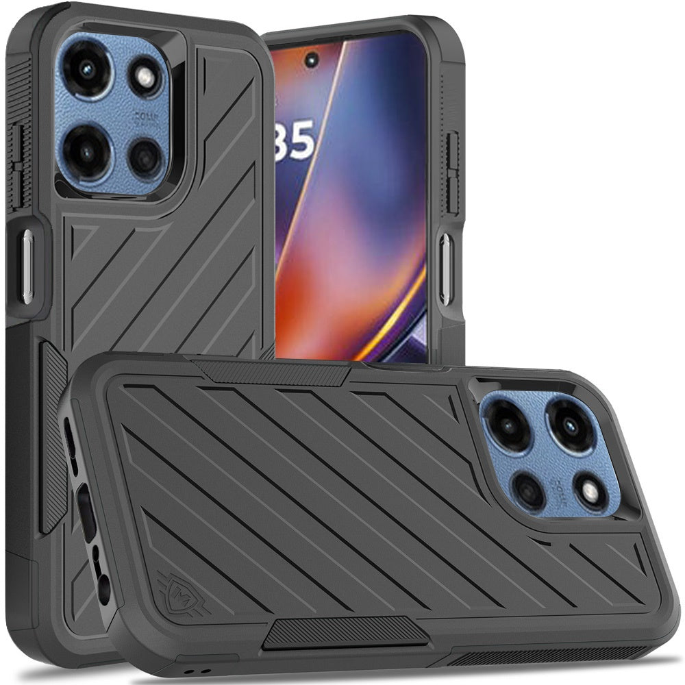 Motorola Moto G 5G 2025 Noble lined shockproof dual layer hybrid - Black/Black  ( 1103605) (MSRP $49.99)