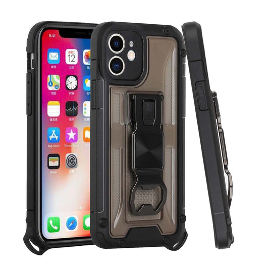 Apple iPhone 13 Pro 6.1 Opener Metal Magnetic Kickstand Hybrid Case Cover - Black (1102153)