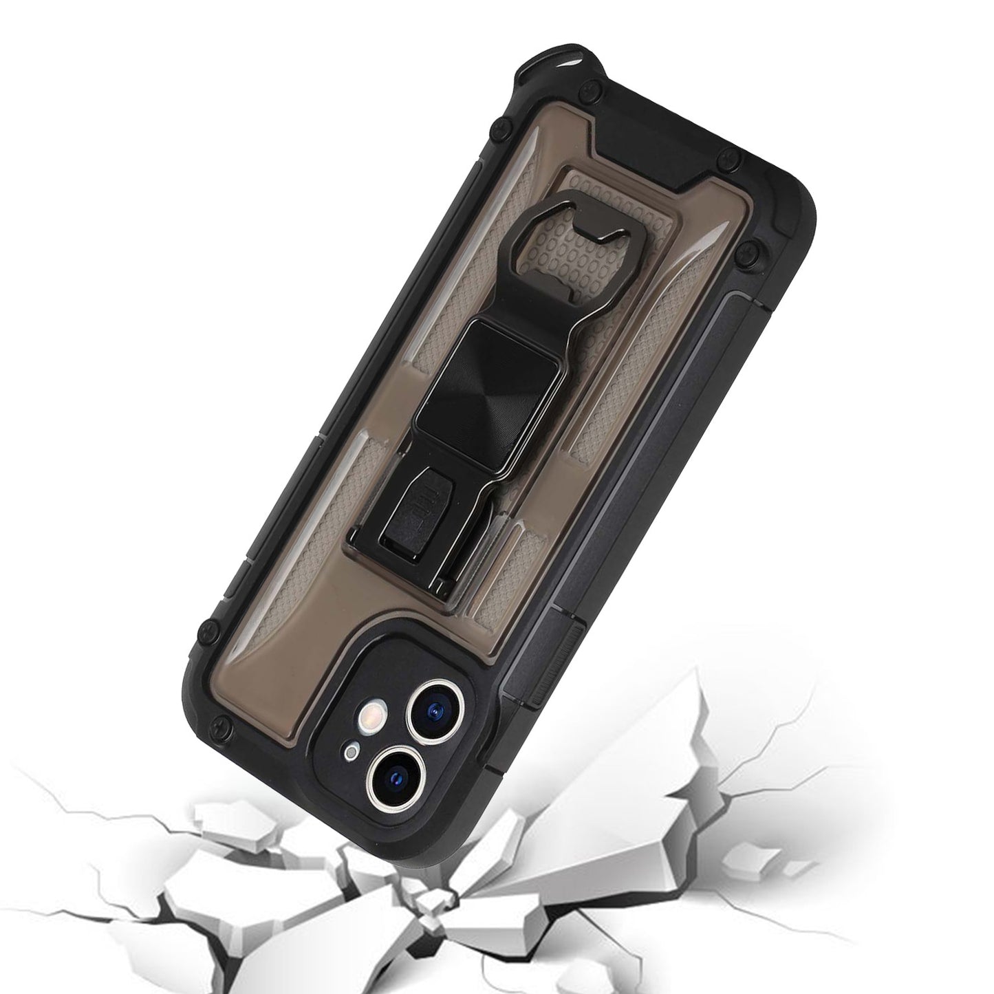 Apple iPhone 13 Pro 6.1 Opener Metal Magnetic Kickstand Hybrid Case Cover - Black (1102153)