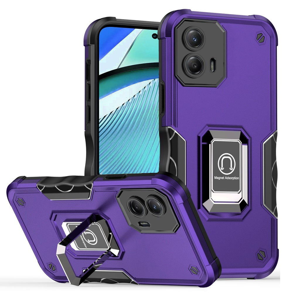Motorola Moto G Power 5g 2024 OPTIMUM Magnetic Ring Stand Hybrid Case Cover - Dark Purple (1102827)
