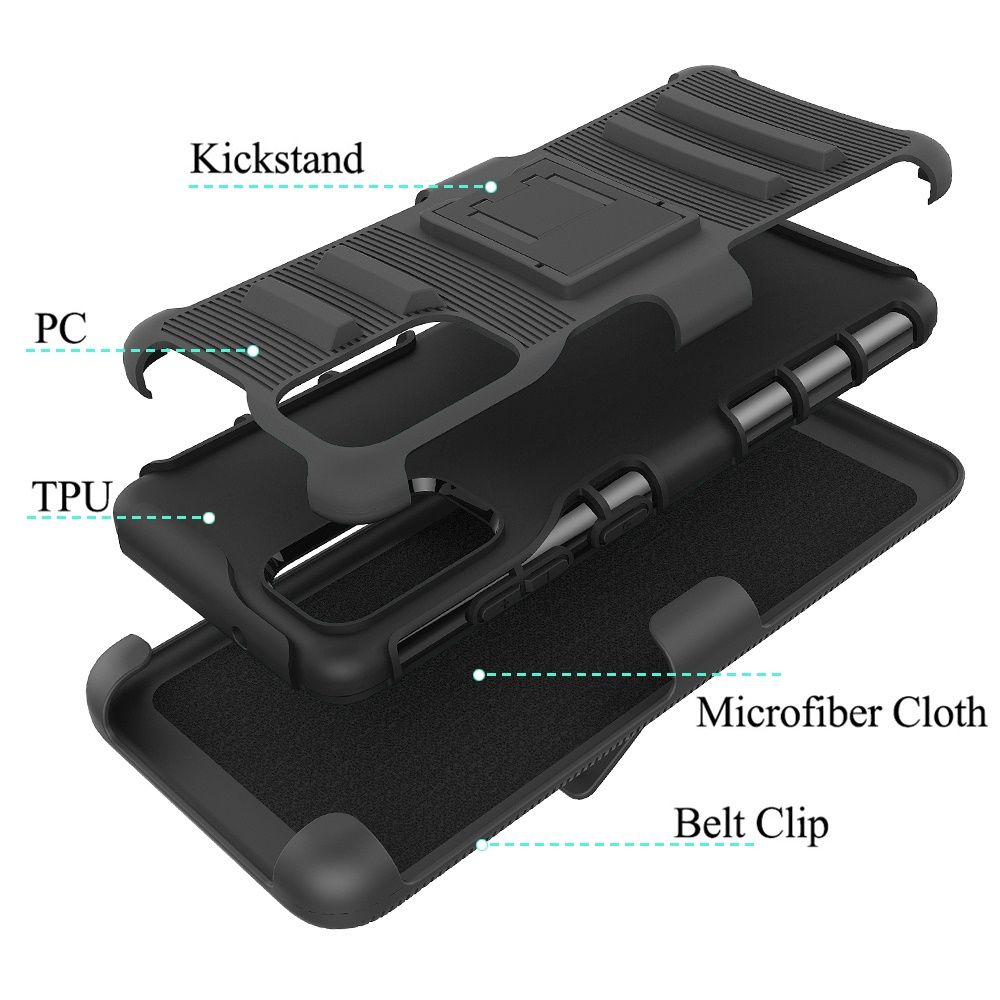 Galaxy A51 5G Rubberized Holster Clip Kickstand Case - Black/Black (10994)