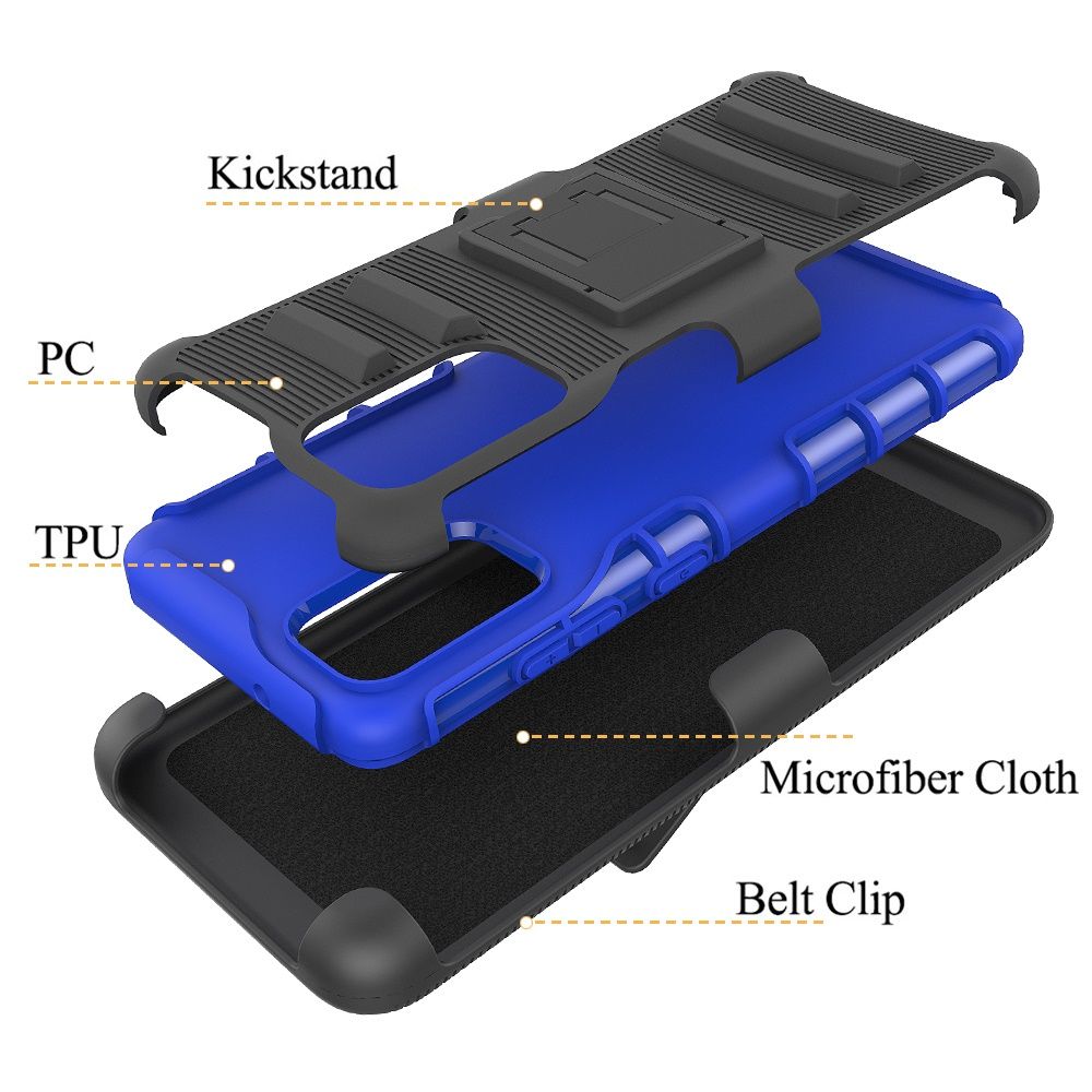 Galaxy A51 5G Rubberized Holster Clip Kickstand Case - Black/Blue (10996)