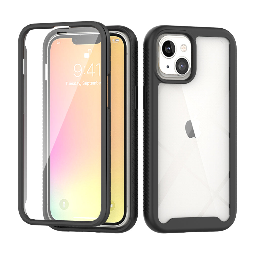Apple iPhone 13 Pro 6.1 ShockProof Bumper Case with PET Screen Protector Case Cover - Clear/Black (1102296)
