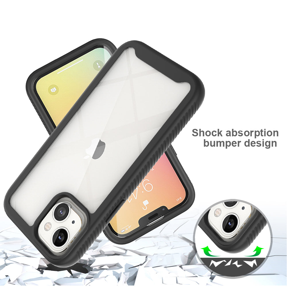 Apple iPhone 13 Pro 6.1 ShockProof Bumper Case with PET Screen Protector Case Cover - Clear/Black (1102296)