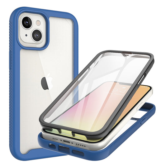 Apple iPhone 13 Pro 6.1 ShockProof Bumper Case with PET Screen Protector Case Cover - Clear/Blue (11022966)
