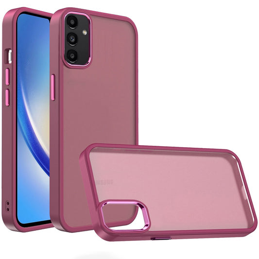 Samsung A15 5G Polished Oil Thick Acrylic Metal Button Hybrid Case Cover - Burgundy ( 1103367) (MSRP $49.99)
