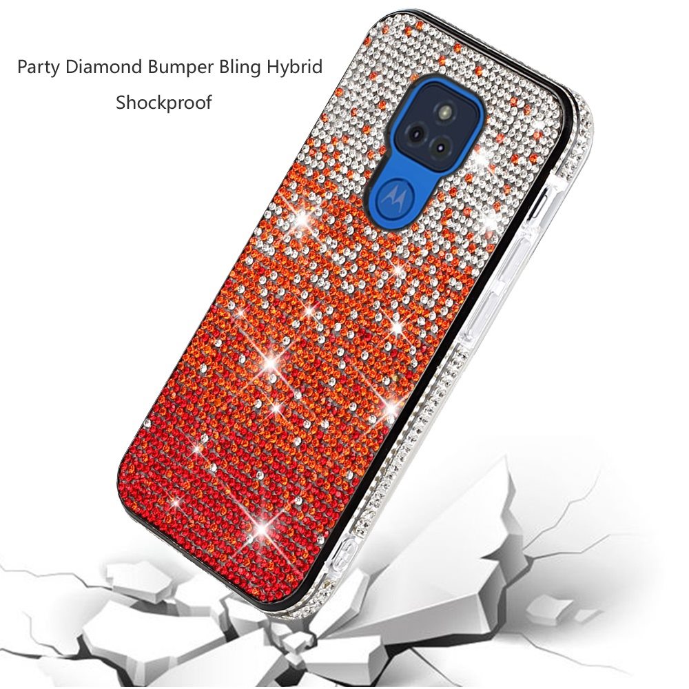 Moto G Play 2021 Party Diamond Bumper Bling Hybrid Case Cover - Red (1101372)