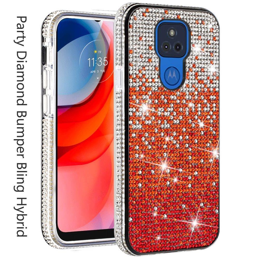 Moto G Play 2021 Party Diamond Bumper Bling Hybrid Case Cover - Red (1101372)