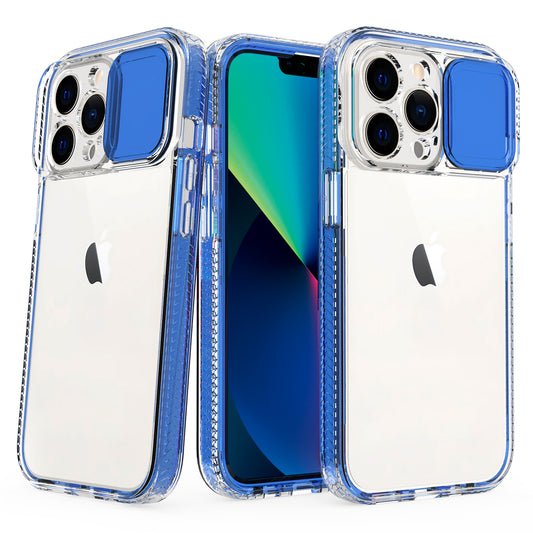 Apple iPhone 13 Pro 6.1 Pure Transparent Thick Hybrid Camera Case Cover - Blue (1102289)