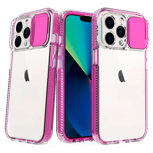Apple iPhone 13 Pro Max 6.7 Pure Transparent Thick Hybrid Camera Case Cover - Hot Pink (1102294)