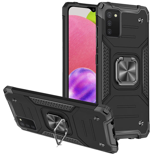 Samsung Galaxy A03s Robust Magnetic Kickstand Hybrid Case Cover - Black (1106869)