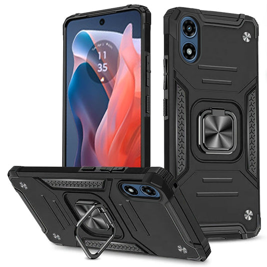 Motorola Moto G Play 2024 Robust Magnetic Kickstand Hybrid Case Cover - Black (1102817)