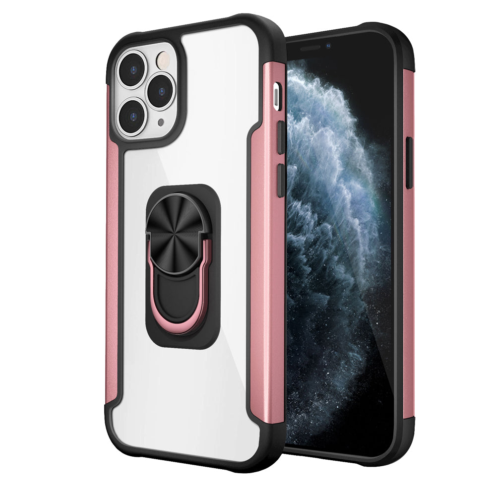 Apple iPhone 13 Pro 6.1 Aluminium Alloy Magnetic Ring Stand Hybrid Case Cover - Rose Gold (1102166)