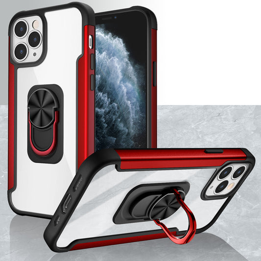 Apple iPhone 13 Pro 6.1 Aluminium Alloy Magnetic Ring Stand Hybrid Case Cover - Red (1102165)