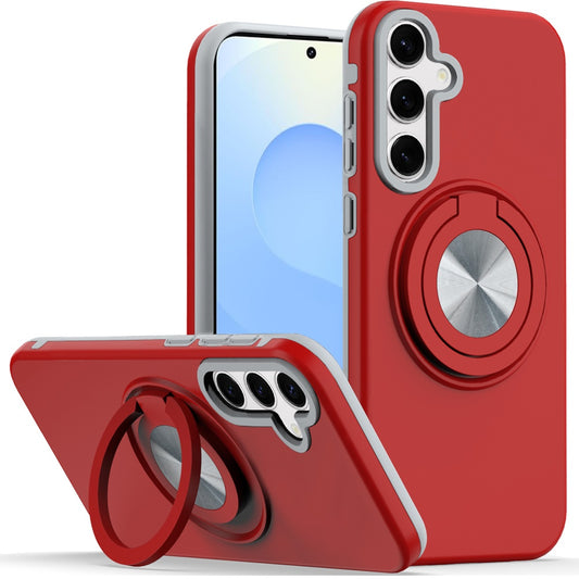 Motorola Moto G Power 5G 2025 Metal CD Pattern Matte Finished Hybrid with Rotational Ring [Car Mount Friendly] Case - Red (1102637)