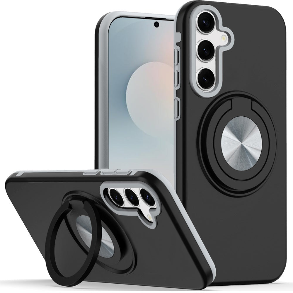 Samsung s26 Metal CD Pattern Matte Finished Hybrid with Rotational Ring [Car Mount Friendly] Case - Black ( 1107822) (MSRP $49.99)