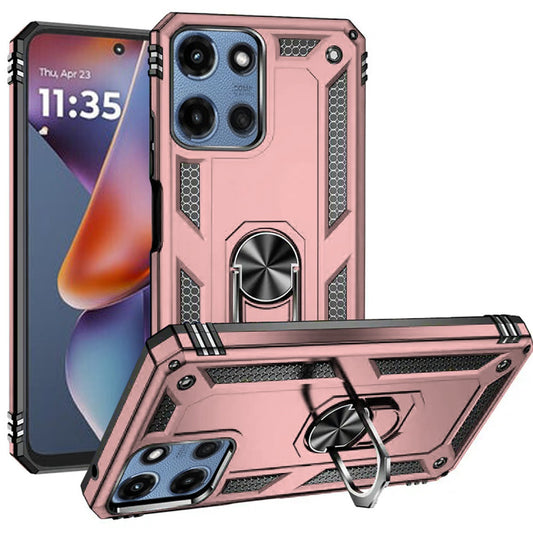 Motorola Moto G 5G 2025 Ring Magnetic Kickstand Hybrid Case Cover - Rose Gold (1107783)