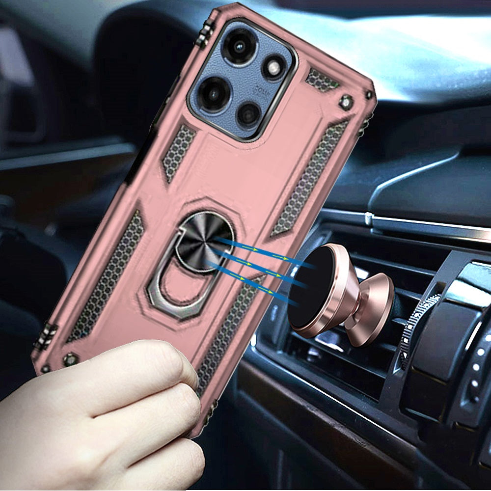 Motorola Moto G 5G 2025 Ring Magnetic Kickstand Hybrid Case Cover - Rose Gold (1107783)
