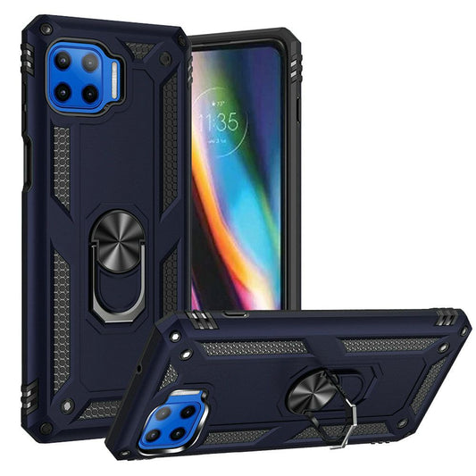 Moto One 5G 6.7 Ring Magnetic Kickstand Hybrid Case Cover - Blue (1101868)